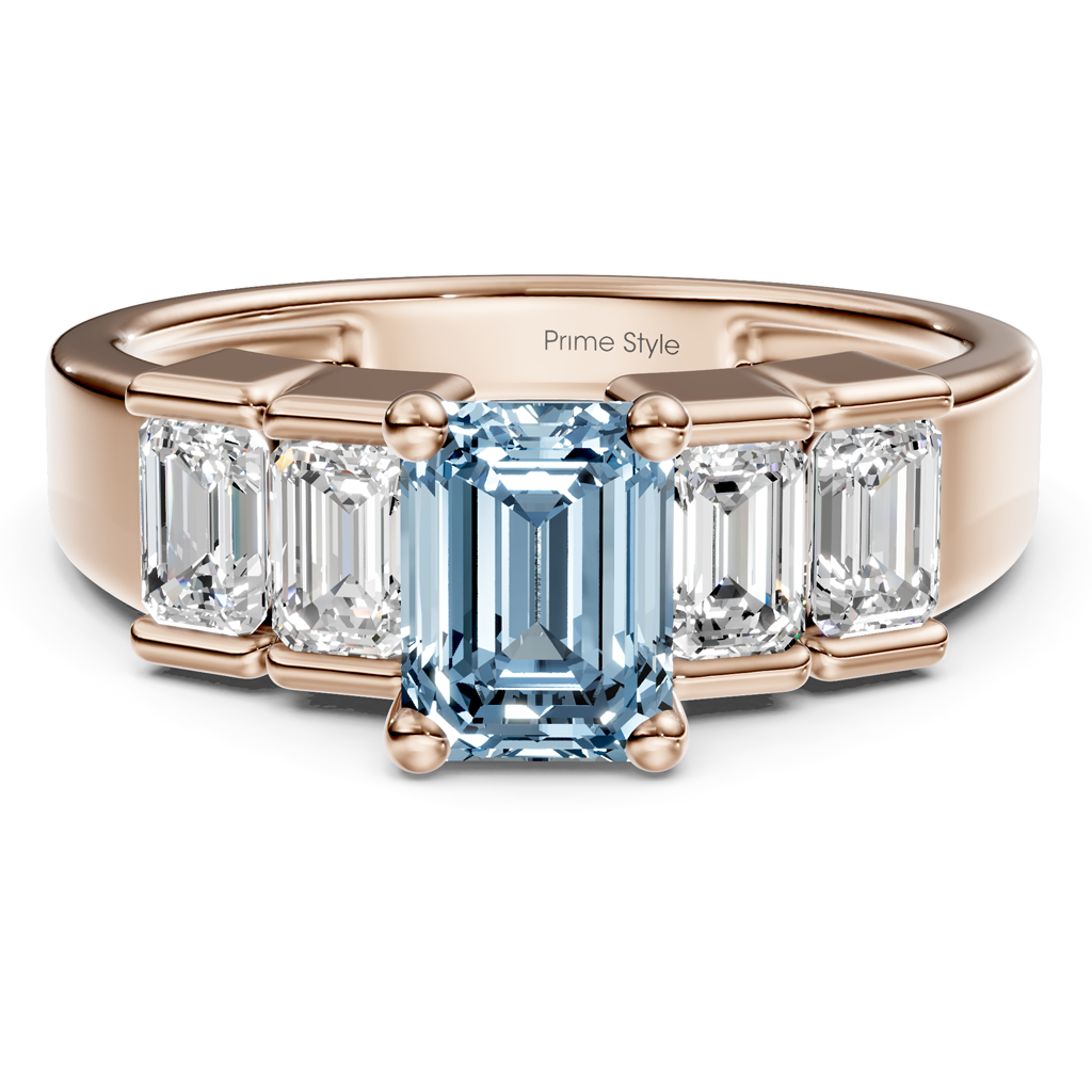 2.30-5.30 CT Emerald Cut Fancy Blue Diamonds - Engagement Ring