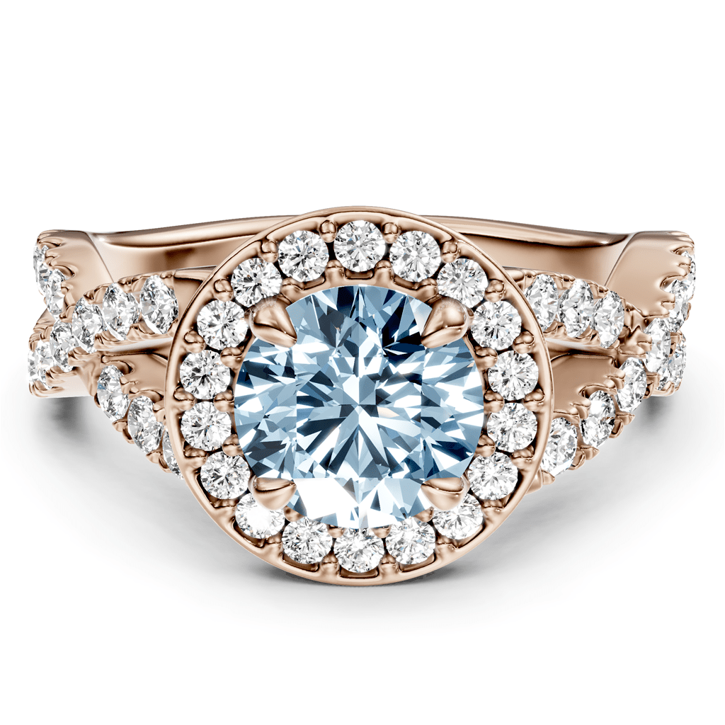 1.65 - 4.65 CT Round Cut Fancy Blue Diamonds - Engagement Ring - Primestyle.com
