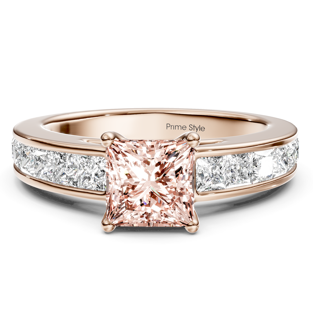 2.25-5.25 CT Princess Cut Fancy Pink Diamonds - Engagement Ring