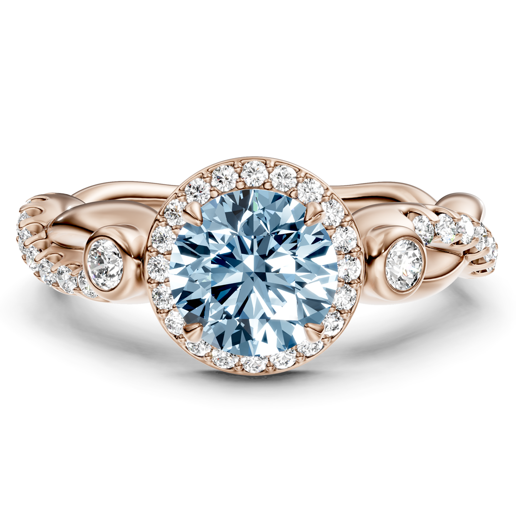 1.47-4.47 CT Round Cut Fancy Blue Diamonds - Engagement Ring