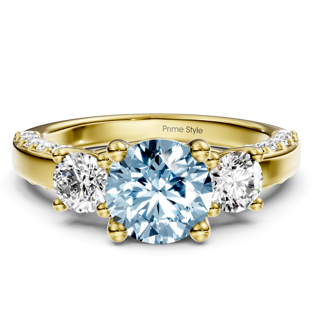 1.90-4.90 CT Round Cut Fancy Blue Diamonds - Engagement Ring