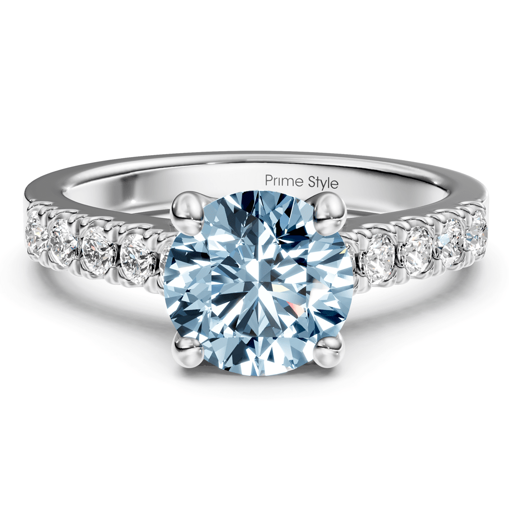 1.25-4.25 CT Round Cut Fancy Blue Diamonds - Engagement Ring