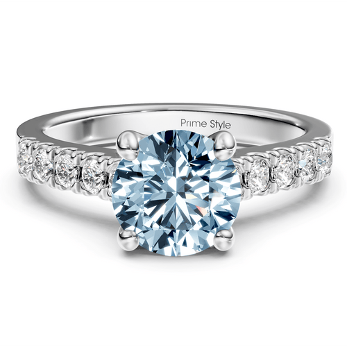 1.25 - 4.25 CT Round Cut Fancy Blue Diamonds - Engagement Ring - Primestyle.com