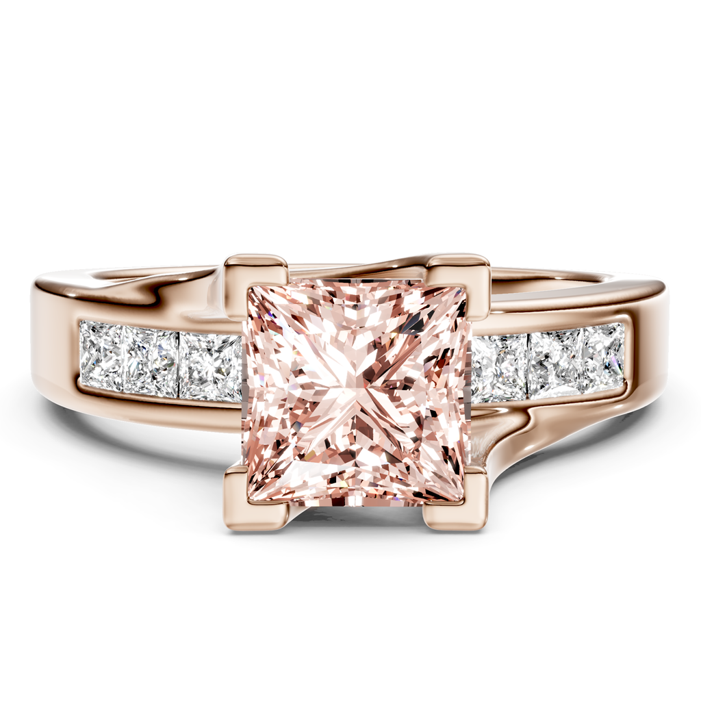 1.45-4.45 CT Princess Cut Fancy Pink Diamonds - Engagement Ring