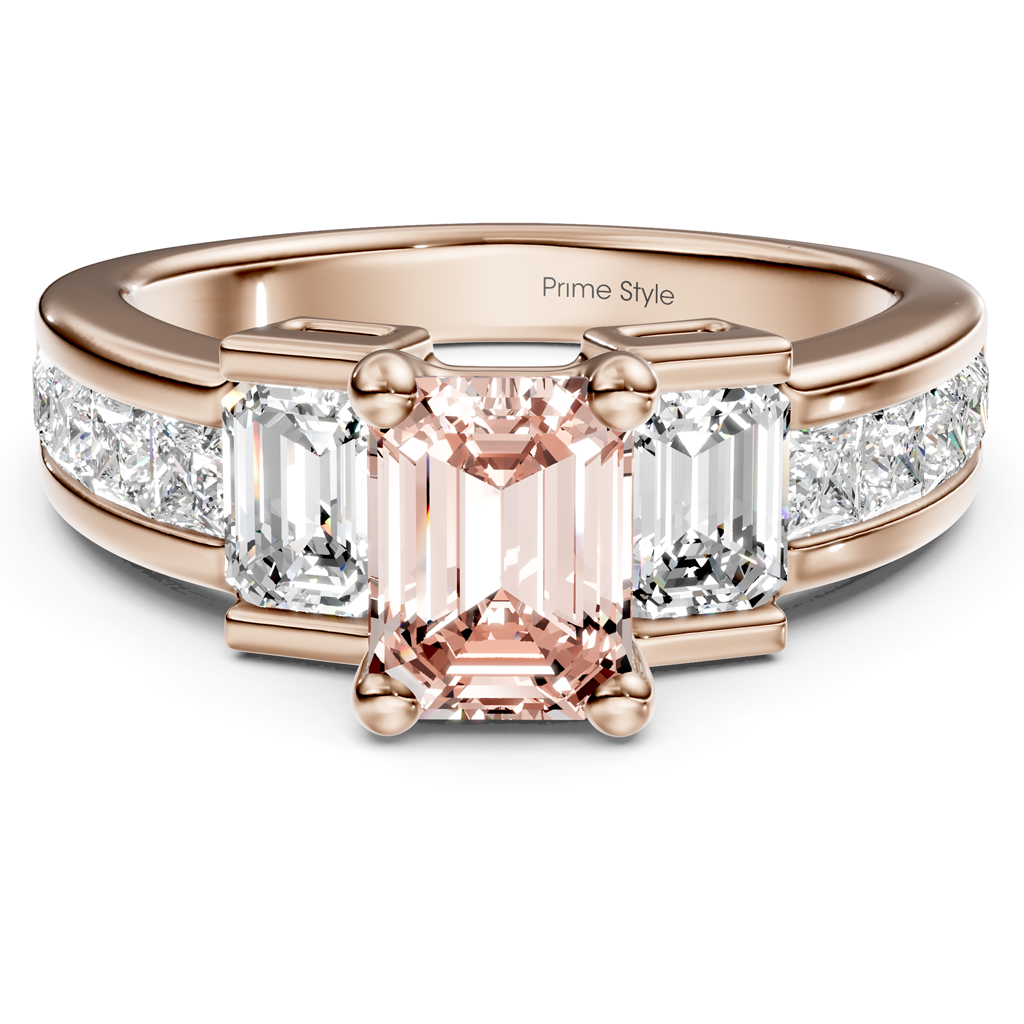 2.30-5.30 CT Emerald &amp; Princess Cut Fancy Pink Diamonds - Engagement Ring