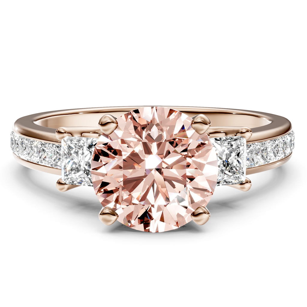 1.75-4.75 CT Princess &amp; Round Cut Fancy Pink Diamonds - Engagement Ring