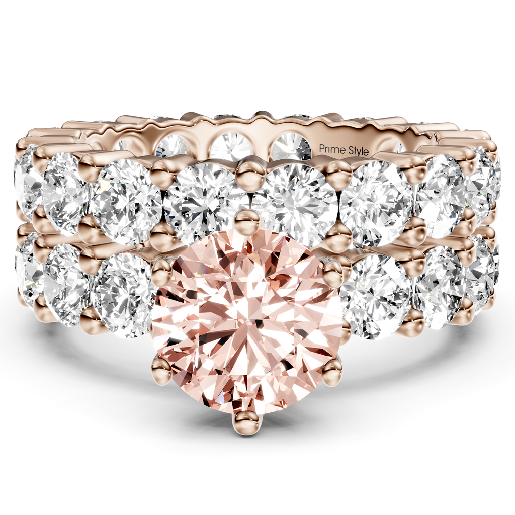 6.30-9.30 CT Round Cut Fancy Pink Diamonds - Bridal Set