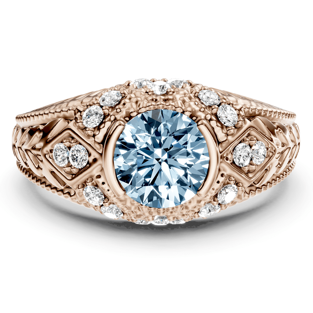 1.25-4.25 CT Round Cut Fancy Blue Diamonds - Engagement Ring