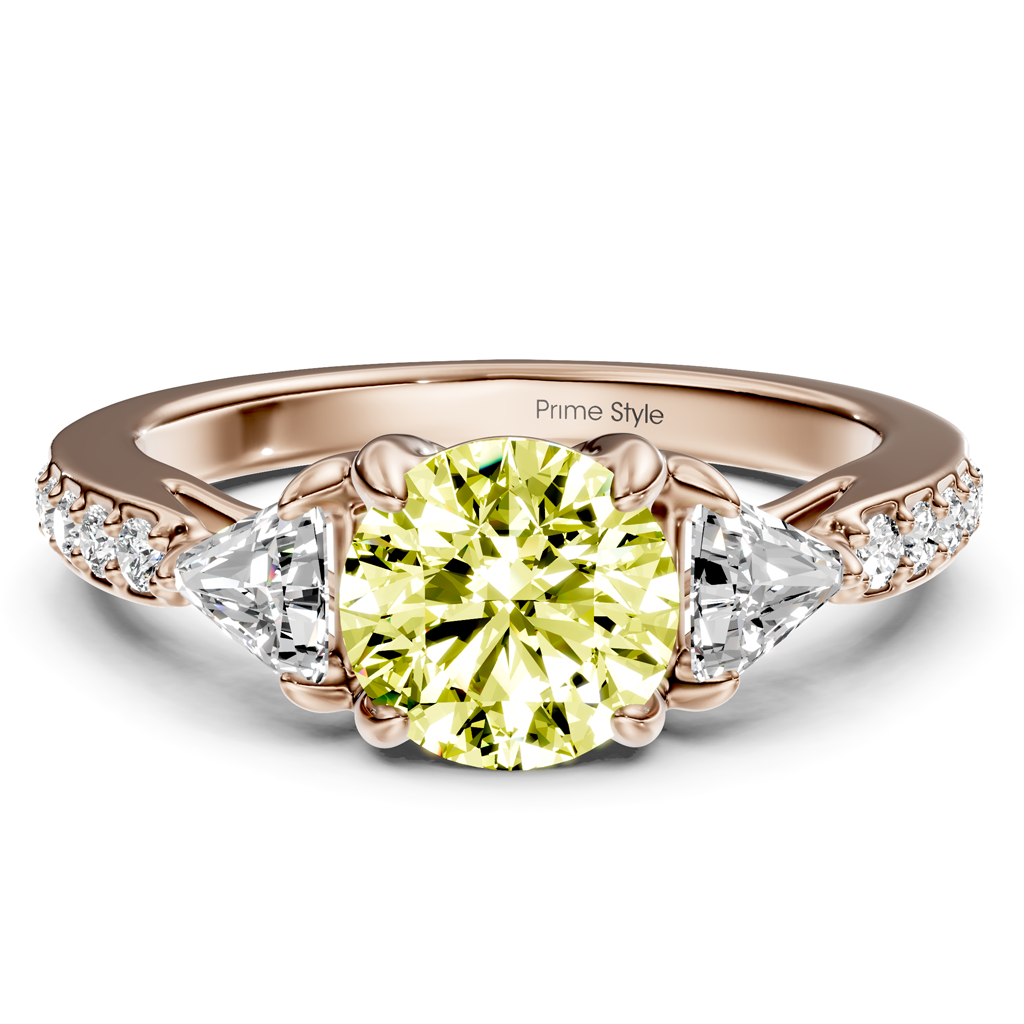 1.60-4.60 CT Round &amp; Triangle Cut Fancy Yellow Diamonds - Engagement Ring