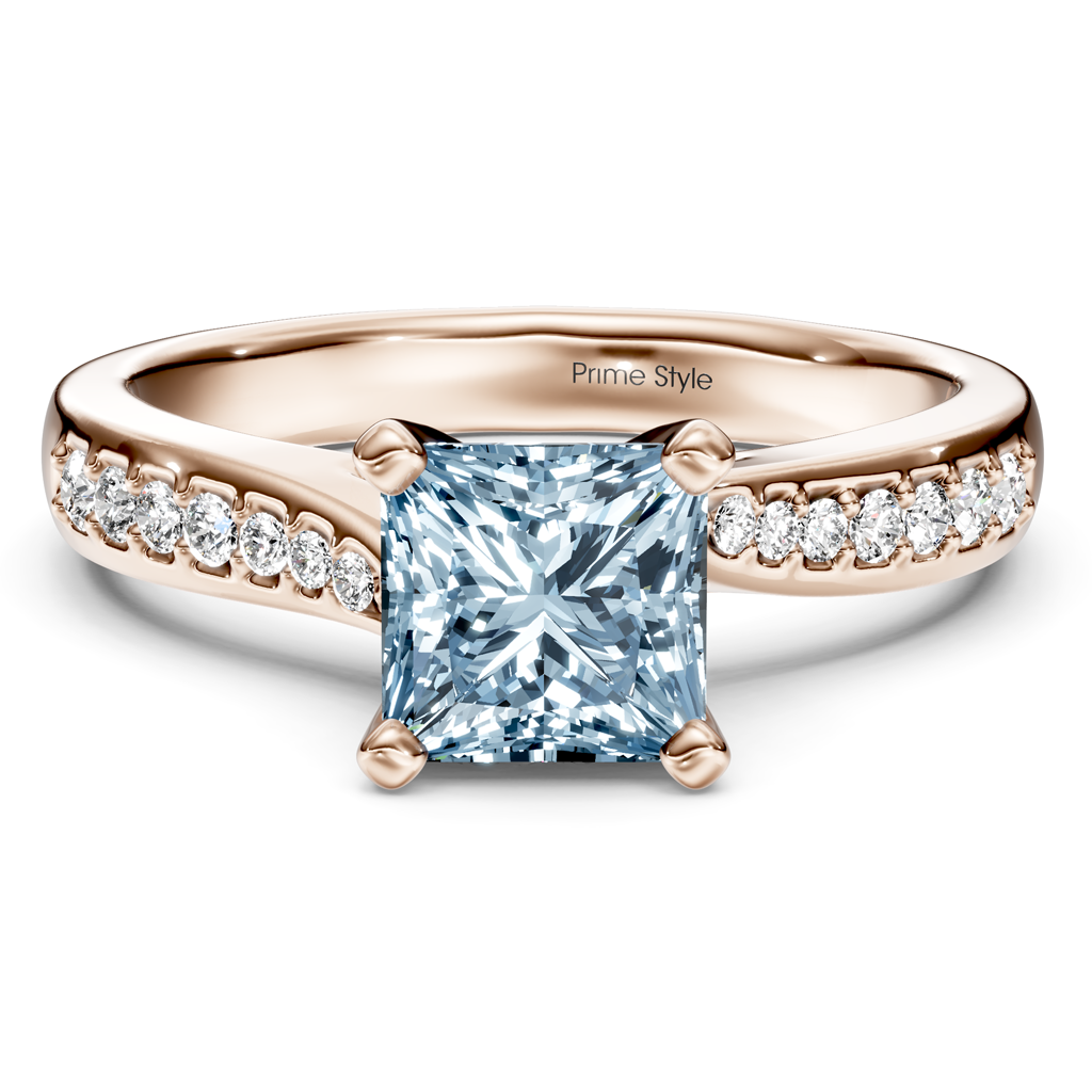 1.15-4.15 CT Princess &amp; Round Cut Fancy Blue Diamonds - Engagement Ring