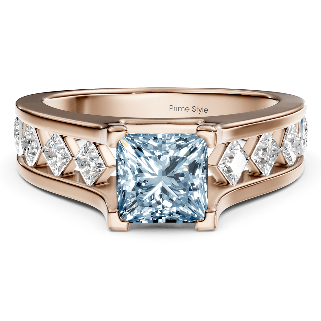 1.80-4.80 CT Princess Cut Fancy Blue Diamonds - Engagement Ring