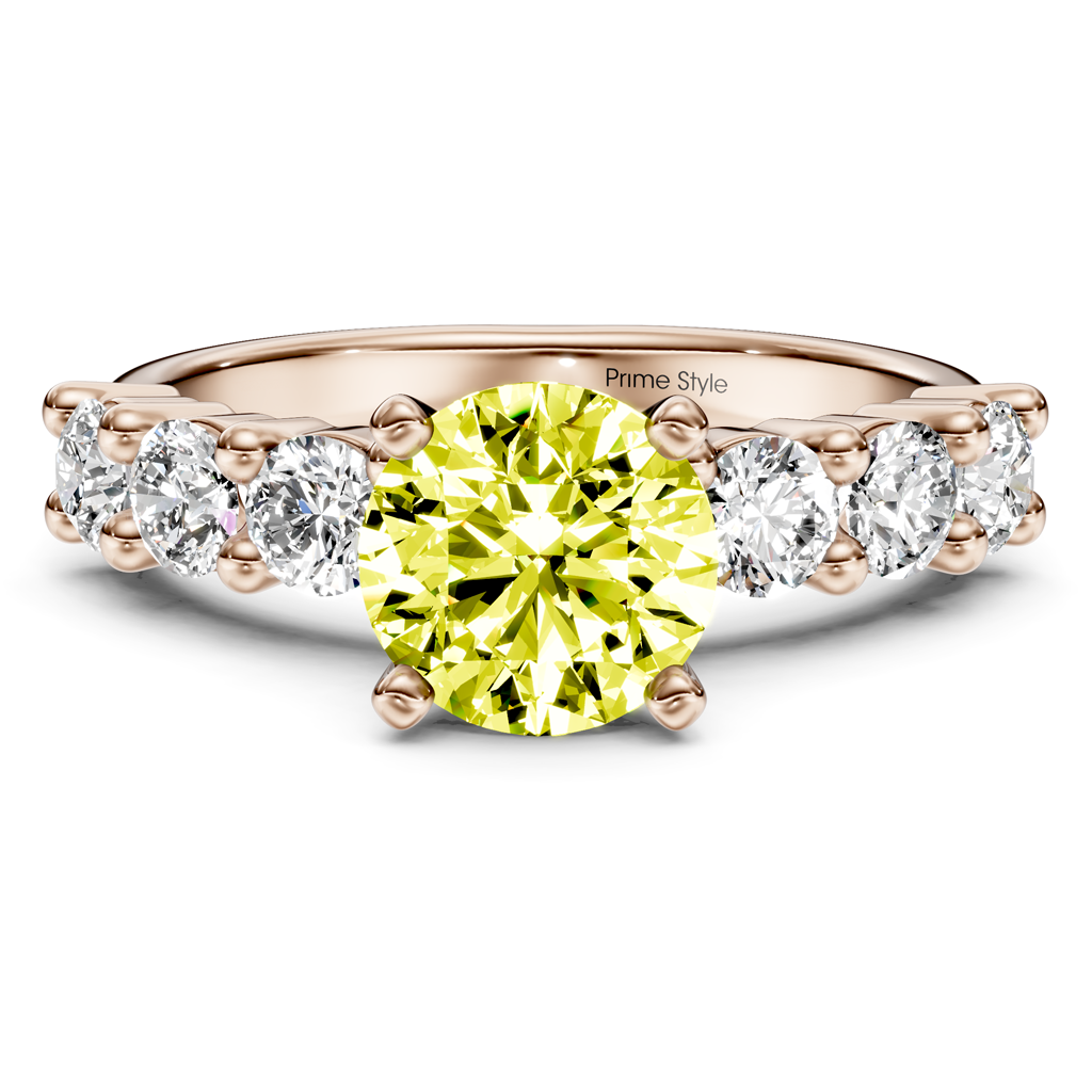 1.90-4.90 CT Round Cut Fancy Yellow Diamonds - Engagement Ring