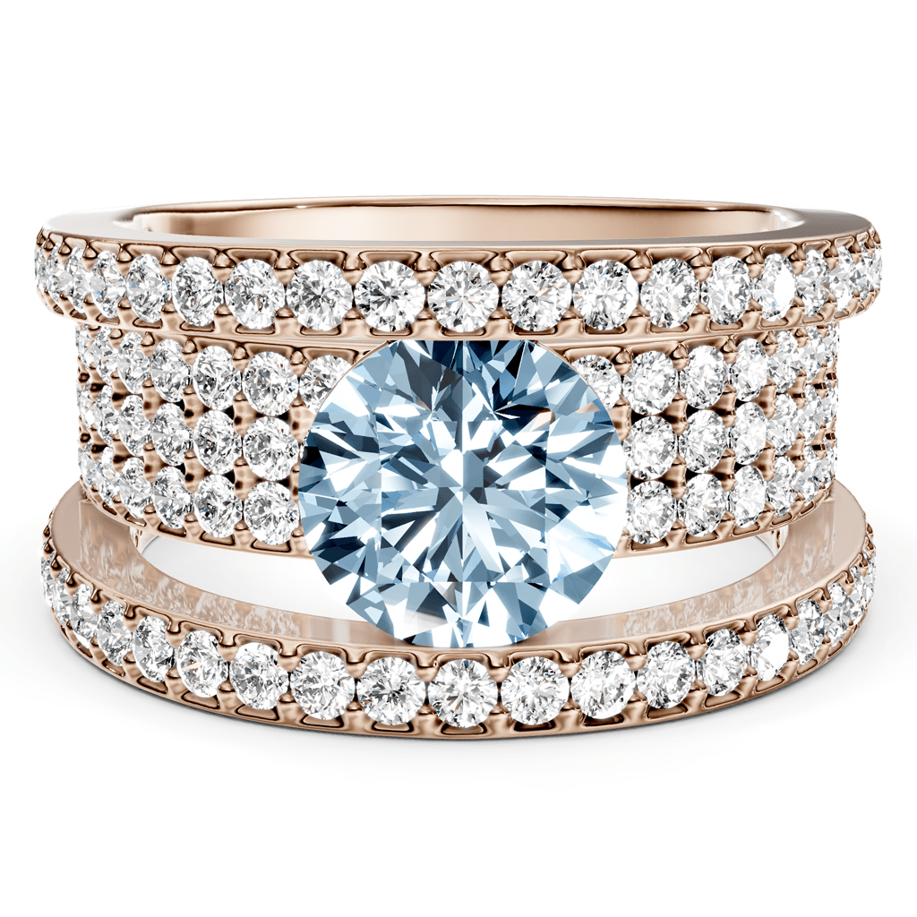 2.80-5.80 CT Round Cut Fancy Blue Diamonds - Engagement Ring