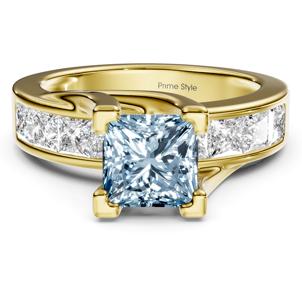 2.20-5.20 CT Princess Cut Fancy Blue Diamonds - Engagement Ring