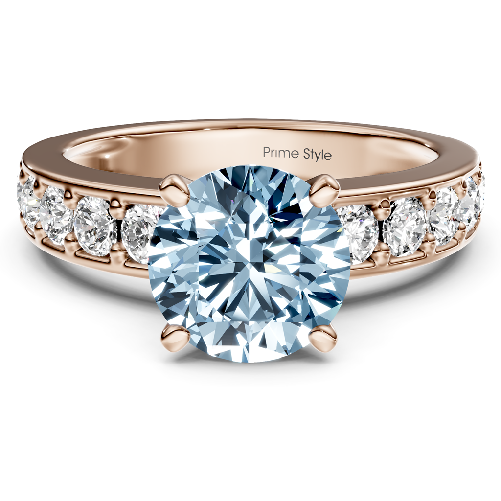 1.80-4.80 CT Princess &amp; Round Cut Fancy Blue Diamonds - Engagement Ring