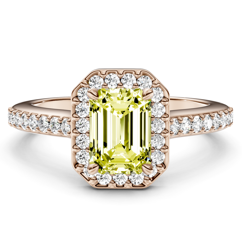1.30-4.30 CT Emerald &amp; Round Cut Fancy Yellow Diamonds - Engagement Ring
