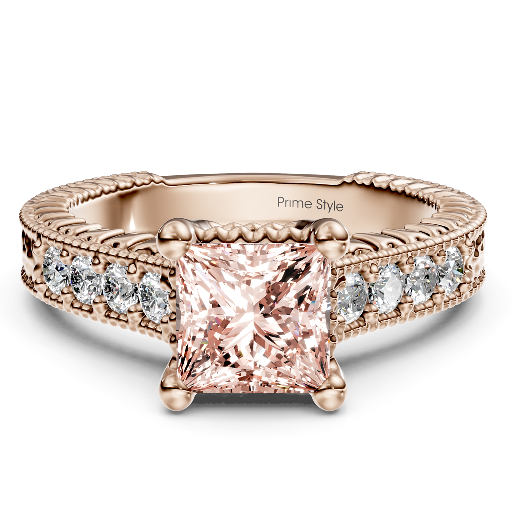 1.30-4.30 CT Princess &amp; Round Cut Fancy Pink Diamonds - Engagement Ring