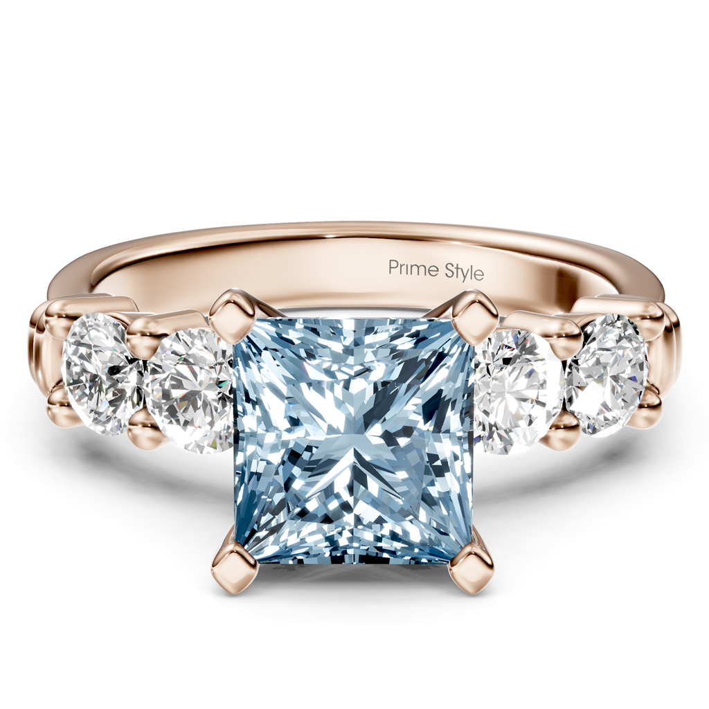 1.60-4.60 CT Round Cut Fancy Blue Diamonds - Engagement Ring