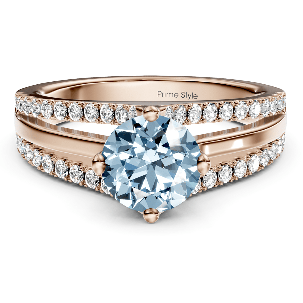 1.45 - 4.45 CT Round Cut Fancy Blue Diamonds - Engagement Ring - Primestyle.com