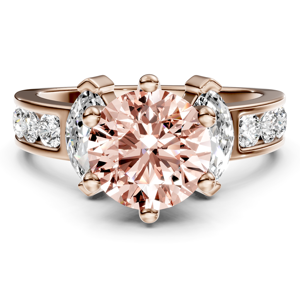 1.85-4.85 CT Marquise &amp; Round Cut Fancy Pink Diamonds - Engagement Ring