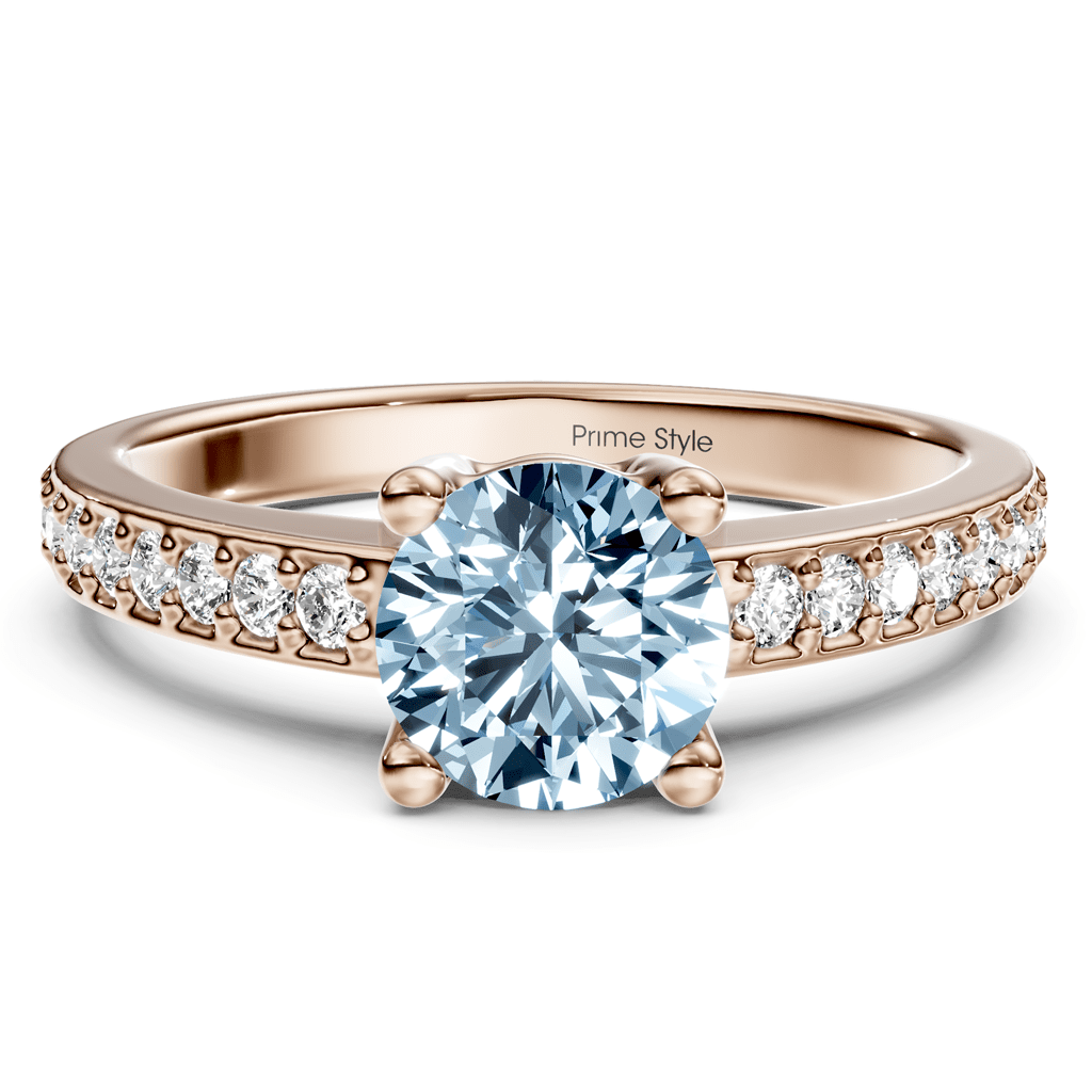1.25 - 4.25 CT Round Cut Fancy Blue Diamonds - Engagement Ring - Primestyle.com