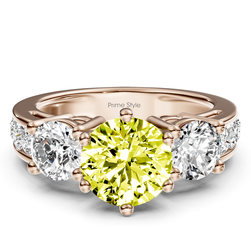 1.80-4.80 CT Princess &amp; Round Cut Fancy Yellow Diamonds - Engagement Ring