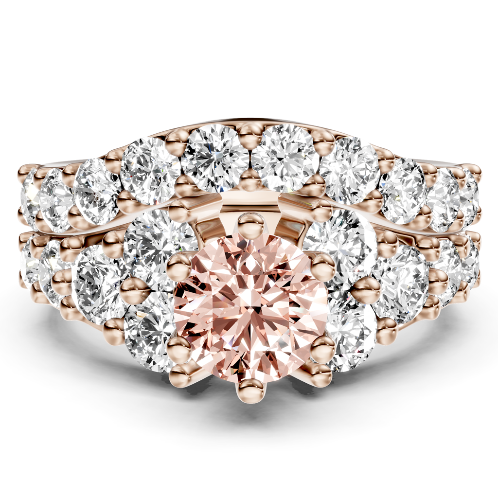 3.55-6.55 CT Round Cut Fancy Pink Diamonds - Bridal Set