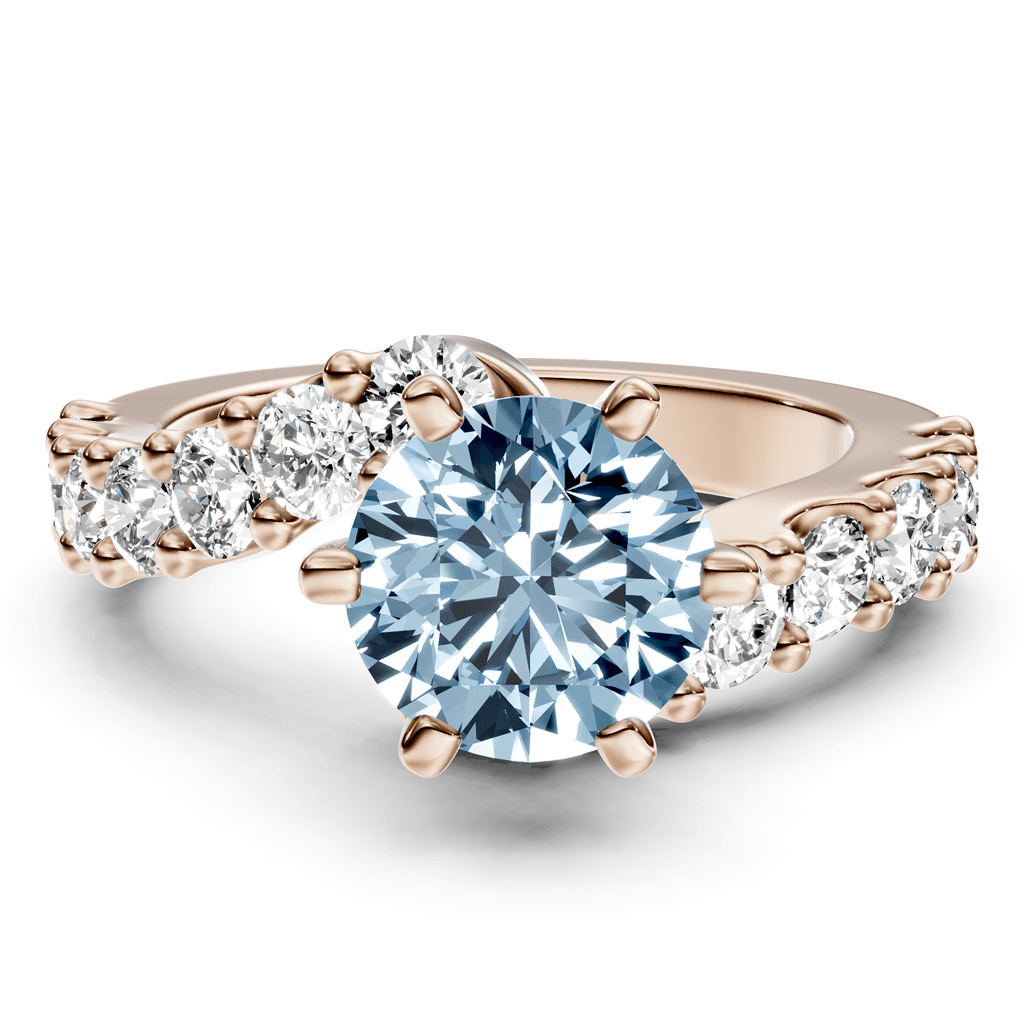 2.30 - 5.30 CT Emerald &amp; Round Cut Fancy Blue Diamonds - Engagement Ring - Primestyle.com