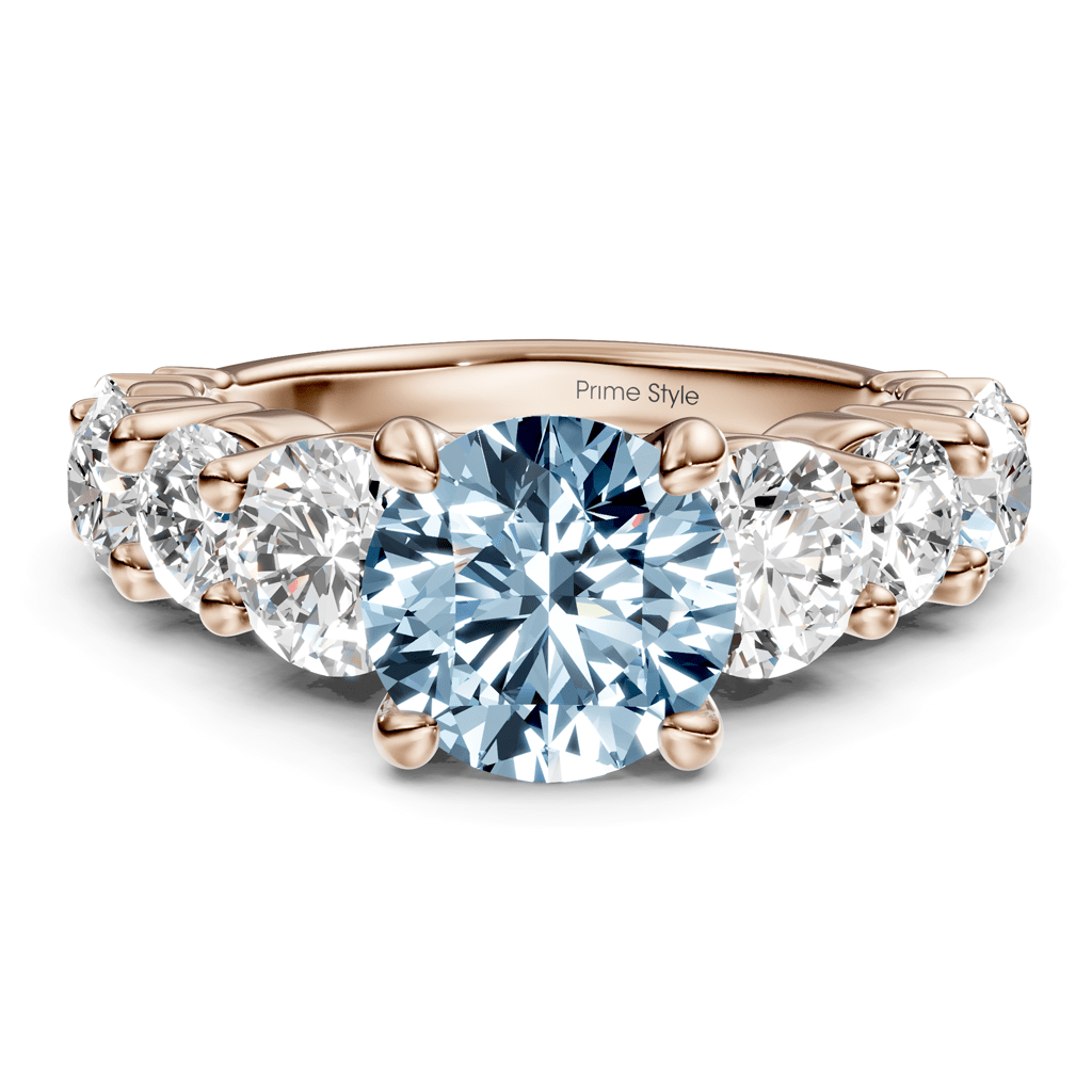 3.50-6.50 CT Round Cut Fancy Blue Diamonds - Engagement Ring