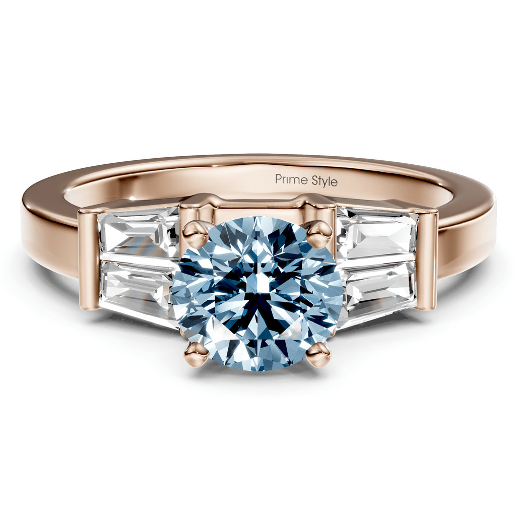 1.40-4.40 CT Round & Taper Cut Fancy Blue Diamonds - Engagement Ring