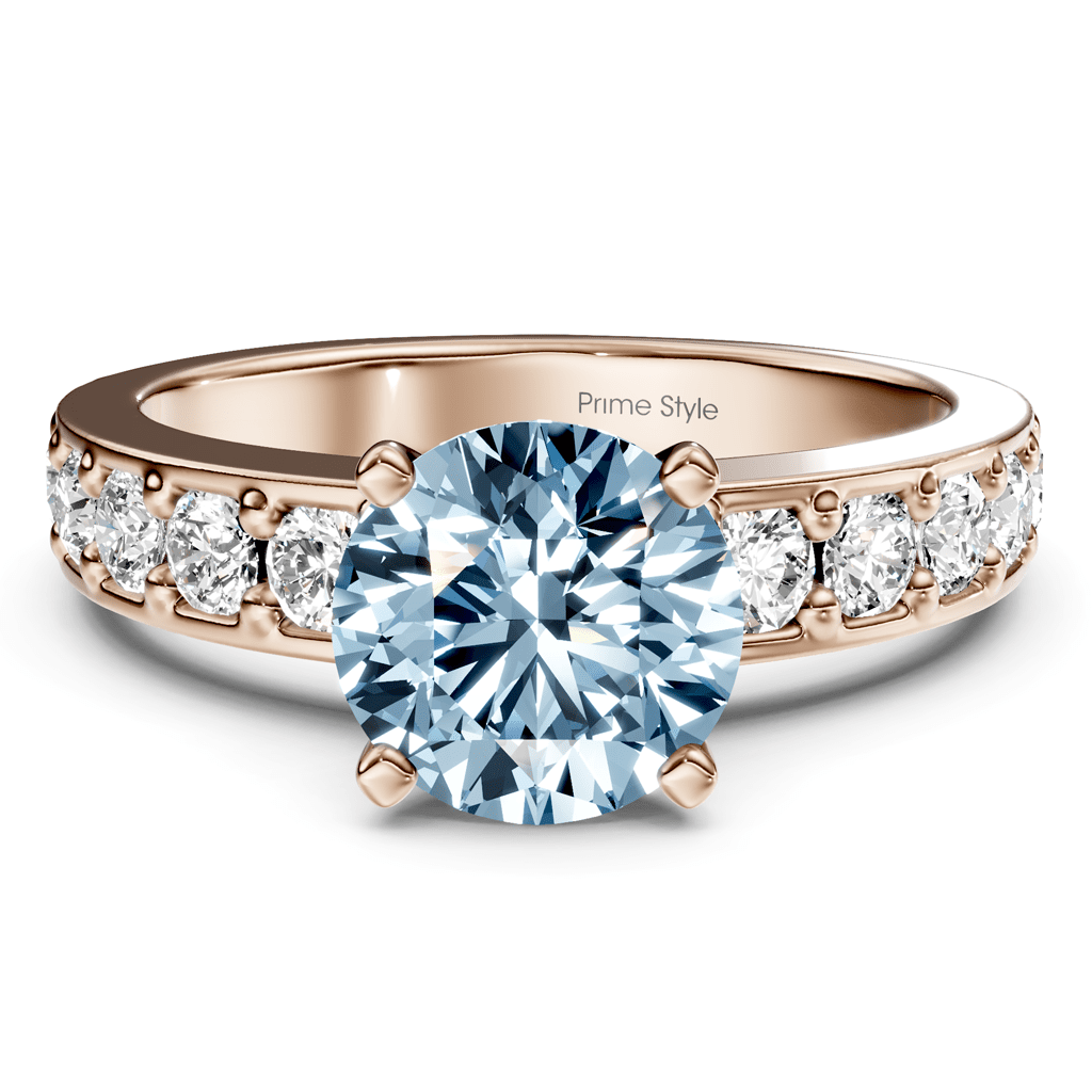 1.80 - 4.80 CT Round Cut Fancy Blue Diamonds - Engagement Ring - Primestyle.com