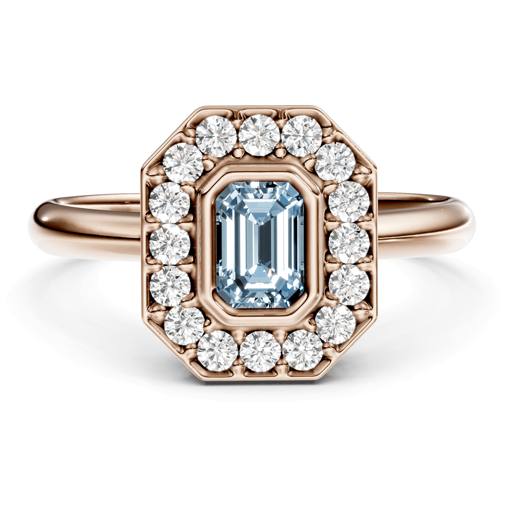 1.35-4.35 CT Emerald & Round Cut Fancy Blue Diamonds - Engagement Ring