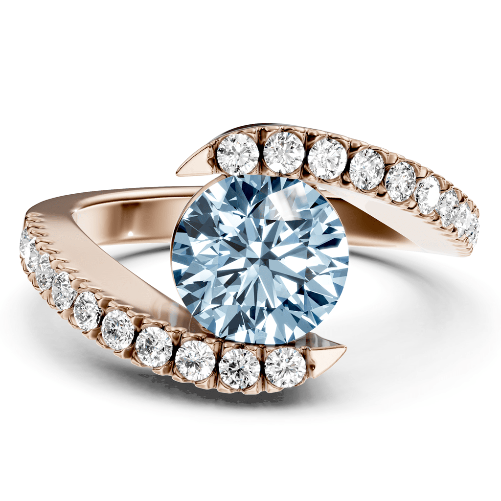 1.30-4.30 CT Round Cut Fancy Blue Diamonds - Engagement Ring