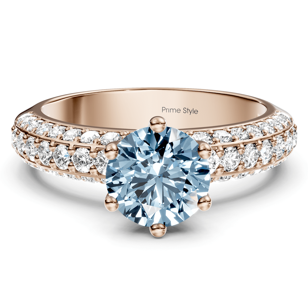 1.60 - 4.60 CT Round Cut Fancy Blue Diamonds - Engagement Ring - Primestyle.com