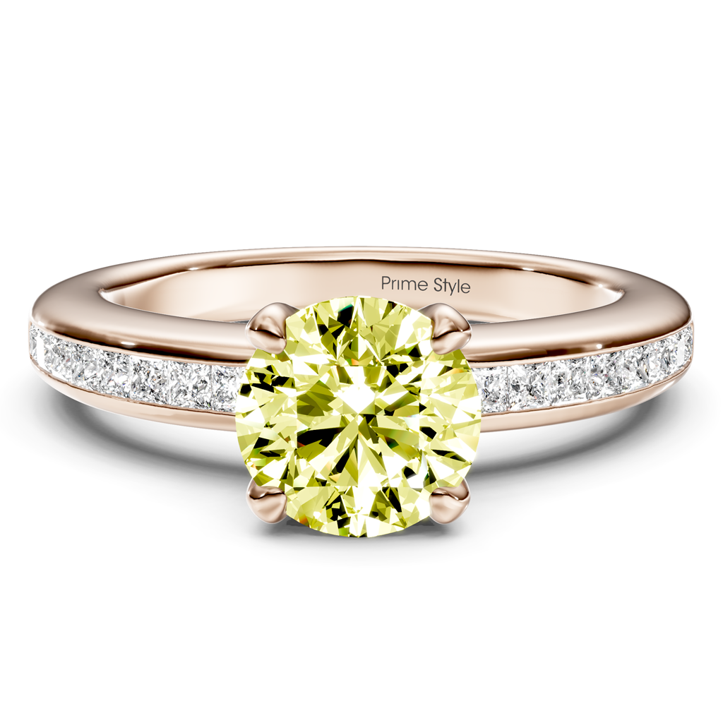 1.32-4.32 CT Princess &amp; Round Cut Fancy Yellow Diamonds - Engagement Ring