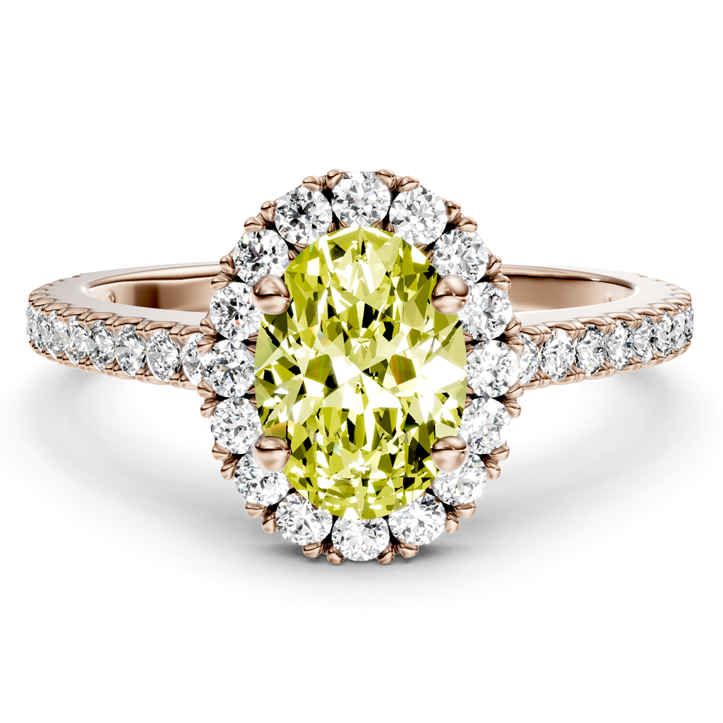 1.37-4.37 CT Oval &amp; Round Cut Fancy Yellow Diamonds - Engagement Ring