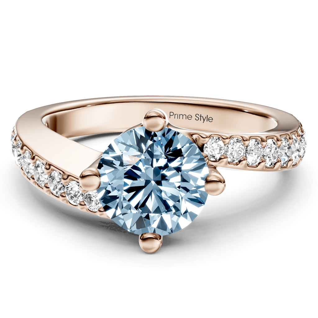 1.35 - 4.35 CT Round Cut Fancy Blue Diamonds - Engagement Ring - Primestyle.com