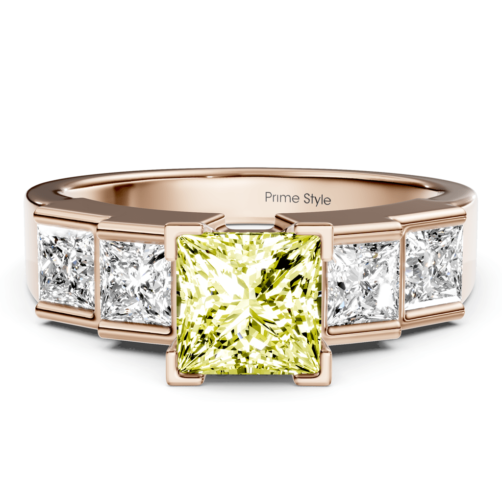 1.80 - 4.80 CT Princess Cut Fancy Yellow Diamonds - Engagement Ring - Primestyle.com