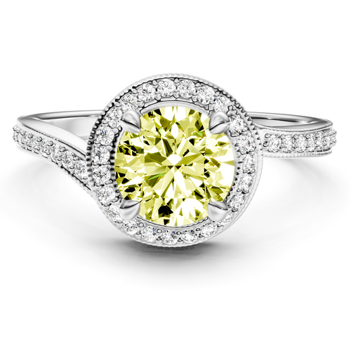 1.25-4.25 CT Round Cut Fancy Yellow Diamonds - Engagement Ring