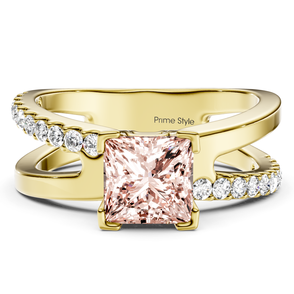 1.25-4.25 CT Princess &amp; Round Cut Fancy Pink Diamonds - Engagement Ring