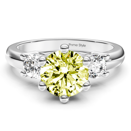 1.40-4.40 CT Round Cut Fancy Yellow Diamonds - Engagement Ring