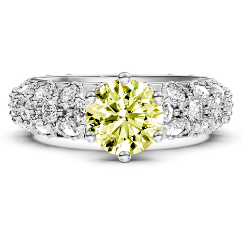 2.50-5.50 CT Round Cut Fancy Yellow Diamonds - Engagement Ring