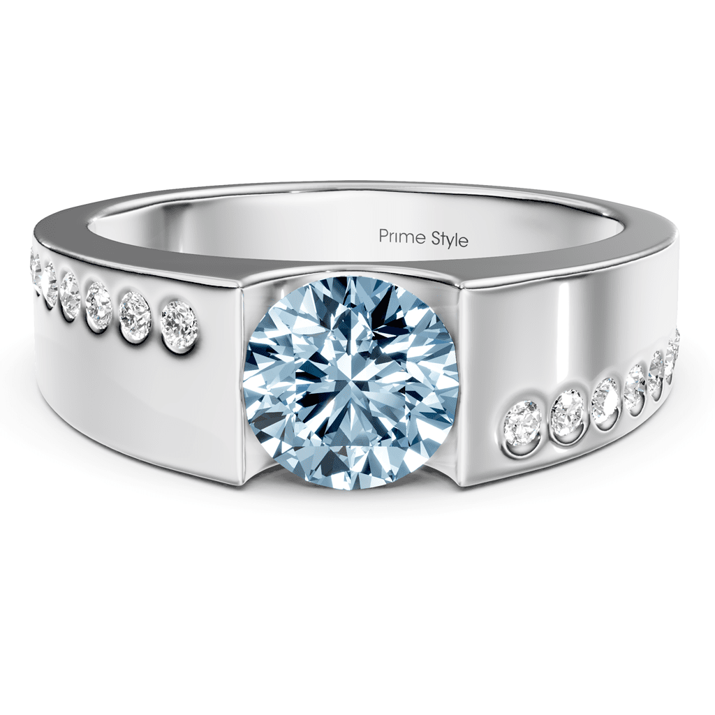 1.20 - 4.20 CT Round Cut Fancy Blue Diamonds - Engagement Ring - Primestyle.com