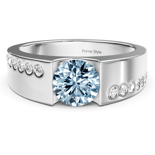 1.20 - 4.20 CT Round Cut Fancy Blue Diamonds - Engagement Ring - Primestyle.com