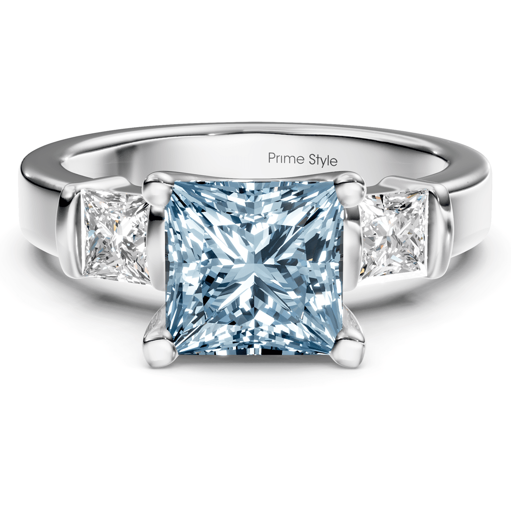 1.50-4.50 CT Princess Cut Fancy Blue Diamonds - Engagement Ring