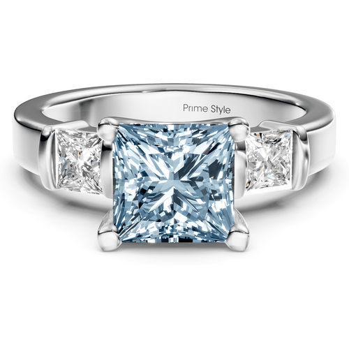 1.50 - 4.50 CT Princess Cut Fancy Blue Diamonds - Engagement Ring - Primestyle.com
