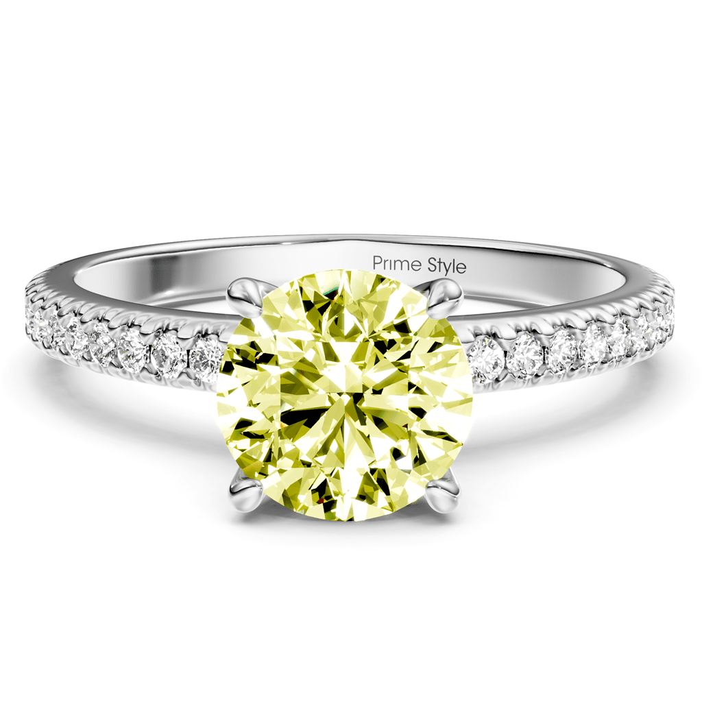 1.20 - 4.20 CT Round Cut Fancy Yellow Diamonds - Engagement Ring - Primestyle.com