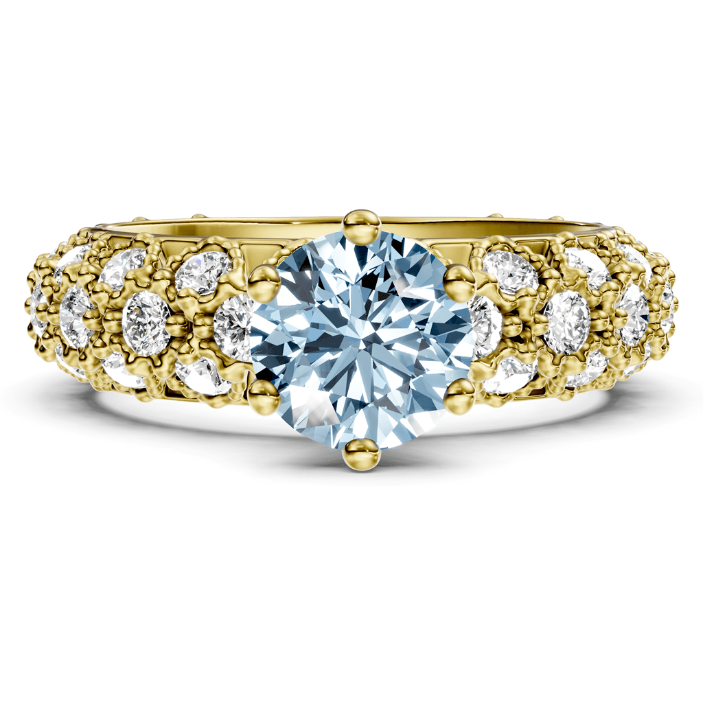 2.50-5.50 CT Round Cut Fancy Blue Diamonds - Engagement Ring