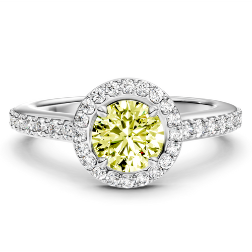 1.40-4.40 CT Round Cut Fancy Yellow Diamonds - Engagement Ring