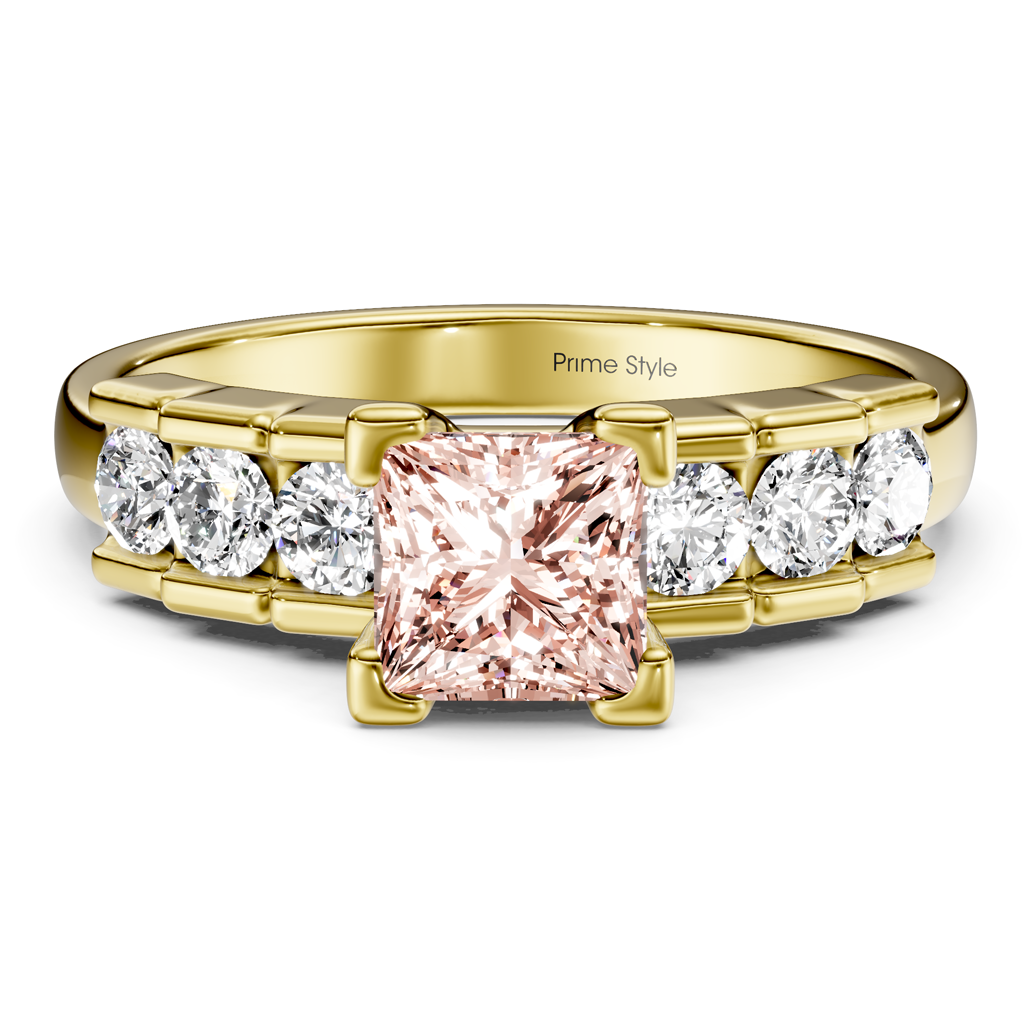 1.60-4.60 CT Princess &amp; Round Cut Fancy Pink Diamonds - Engagement Ring